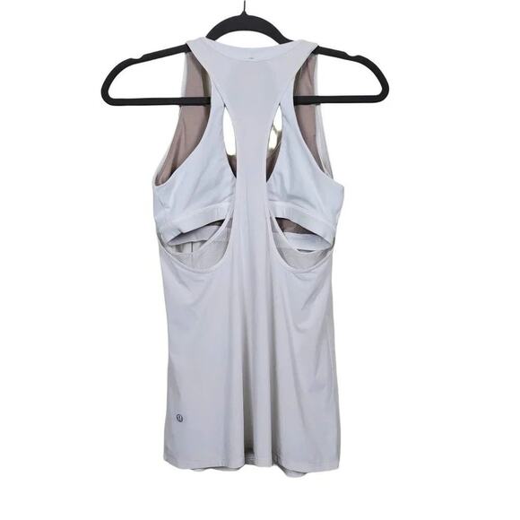 Lululemon Racerback Tank Top Built In Bra Women Size 6 White Mesh Athletic Yoga - Picture 2 of 6